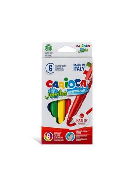 CARIOCA 6 Colors Jumbo Super Washable Felt Tip Pen 40568