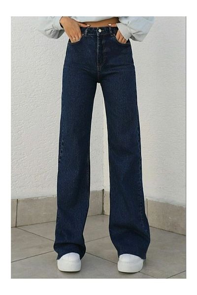 BEES JEANS Bees jns Camelia Gold Icon 90s - Blugi largi cu talie înaltă bleumarin închis