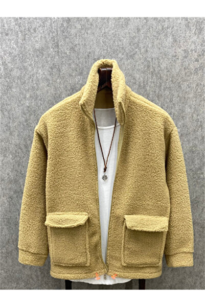 FıttingRoom Oversize Fermuarlı Toprak Peluş Sweatshirt