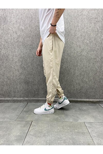 FıttingRoom Parachute Cream Jogger with Waist and Leg Elastics