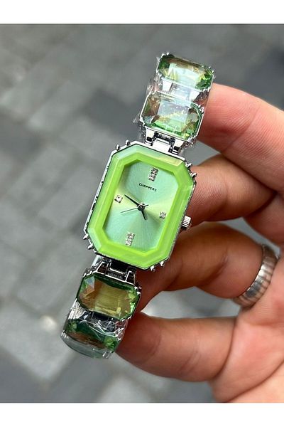 Choppers Square Cut Bright Green Women's Watch - Choppers Steel Handle