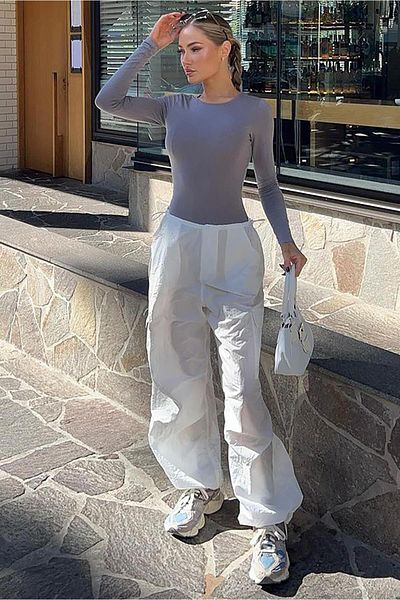 Seeh Painted Gray Crew Neck Basic Long Sleeve Body SH142