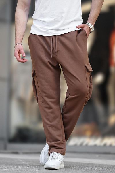 Madmext Basic Brown Sweatpants - Ρυθμιζόμενη μέση και τσέπη Cargo 6552