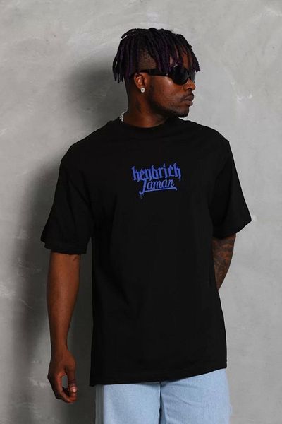YALÇIN Unisex Oversize Printed Crew Neck T-Shirt - Black