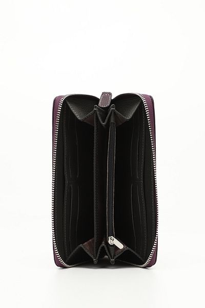 GÖNDERİ(R) Women's Plum Anthracite Horizontal Genuine Leather Wallet