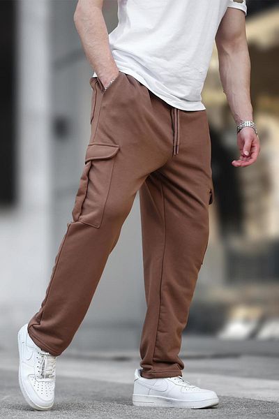 Madmext Basic Brown Sweatpants - Ρυθμιζόμενη μέση και τσέπη Cargo 6552