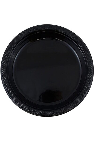 Partioutlet Siyah Renk Plastik Tabak 25 Adet