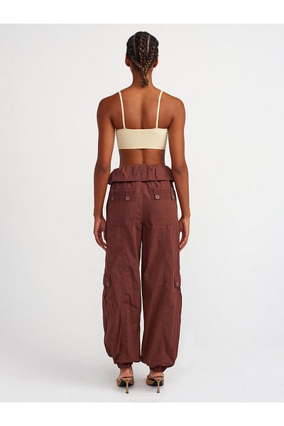 Dilvin 70928 Model - Brown Cargo Pants with Pockets