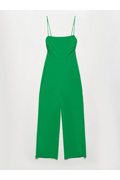 Dilvin 70344 – Jumpsuit mit Trägern und Fensterdetail – grün