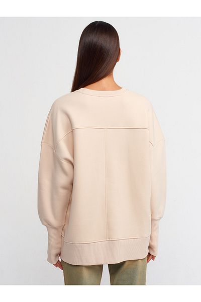 Dilvin Φούτερ 40111 Μπεζ Χρώμα Oversize
