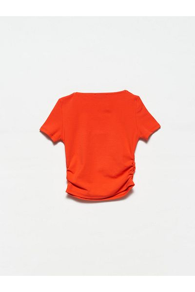 Dilvin 30118 Τετράγωνη λαιμόκοψη T-shirt-κόκκινο