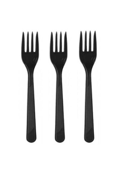 Dipak Black Color Plastic Fork 25 Pieces