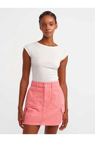 Dilvin 31091 - Boat Neck Gathered Ball Ecru