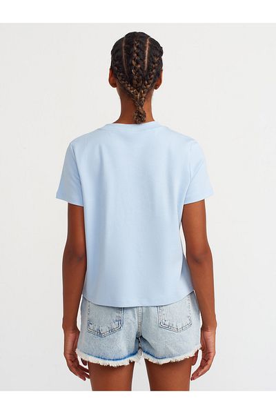Dilvin 30584 Tricou din bumbac albastru bebeluș cu gât crew