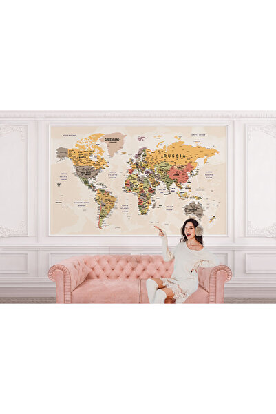 Home Dünya Haritası Duvar Kağıdı Pastel Tonlar İngilizce Eğitici Dünya Harita...