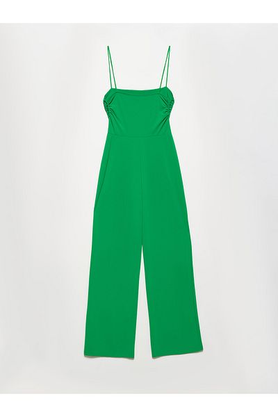Dilvin 70344 – Jumpsuit mit Trägern und Fensterdetail – grün