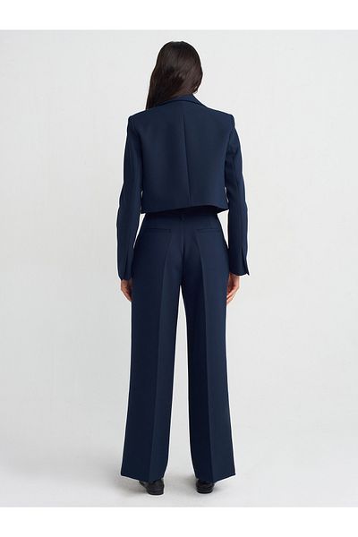 Dilvin 71547 Navy Blue Straight Fit Trousers
