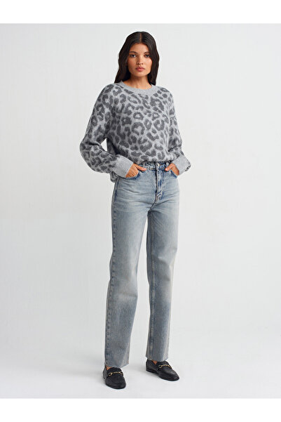 Dilvin 71705 Άνευ ραφής ίσιο τζιν παντελόνι - απόχρωση