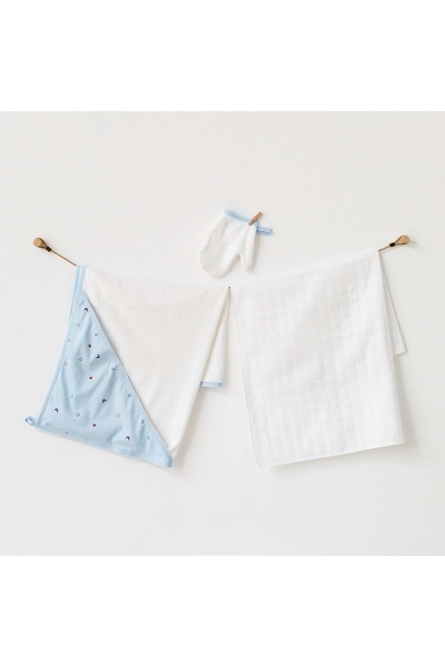 andywawa Baby Towel White Blue 0-6 Months
