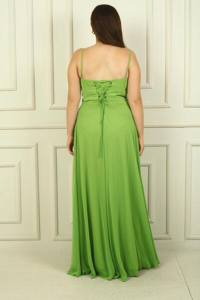 By Saygı Μακρύ φόρεμα σιφόν με ντραπέ και φόδρα σε μεγάλο μέγεθος - με λουράκι από σχοινί