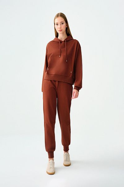 Loft 2038218   Brown Women's Elastic Waist String Detailed Hidden Pocket Sweatpants