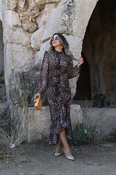 bytugcekaya Rochie din șifon cu imprimeu leopard cu volane