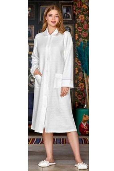 Aqua Cream Quilted Dressing Gown Cream