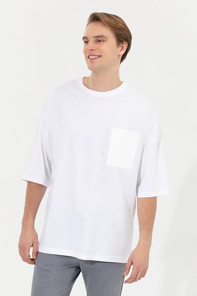 U.S. Polo Assn. Ανδρικό μπλουζάκι με λαιμόκοψη σε λευκό χρώμα 50246385 -VR013