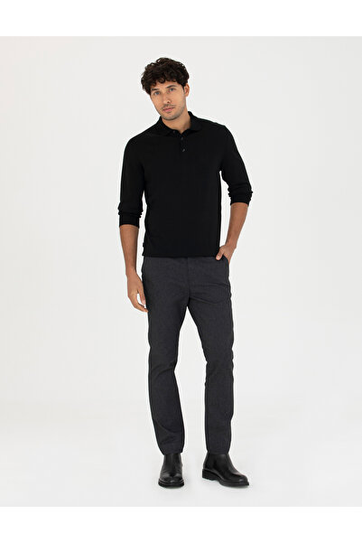 Pierre Cardin Siyah Slim Fit Kanvas Pantolon 50278440-VR046
