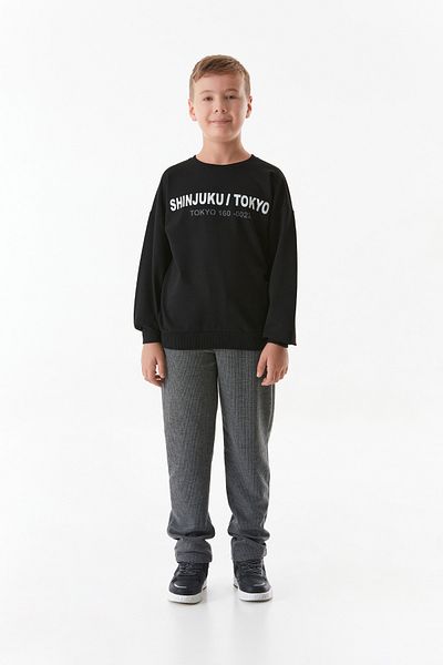 Fulla Moda Момчешки суитшърт с кръгло деколте и принт на текст Токио
