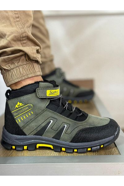 homiro Unisex μακριά παιδικά αθλητικά παπούτσια εξωτερικού χώρου - Χακί κίτρινο ριγέ