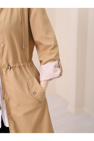Modamorfo Nerz gestreifter Trenchcoat mit Futter