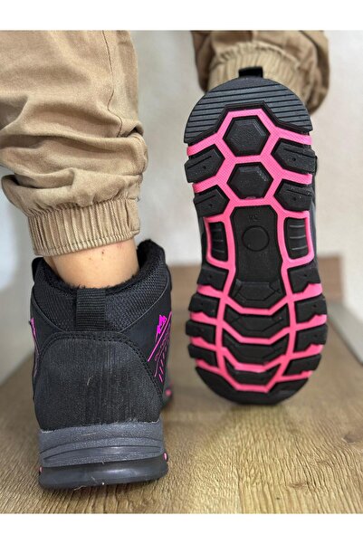 homiro Pantofi sport pentru copii, unisex, înalți, cu bandă-Negru-Fuji