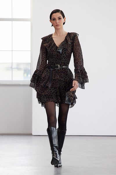 Trendyol Collection Μίνι σιφόν φόρεμα καφέ Leopard Flounce - Limited Edition Twoaw25el00286