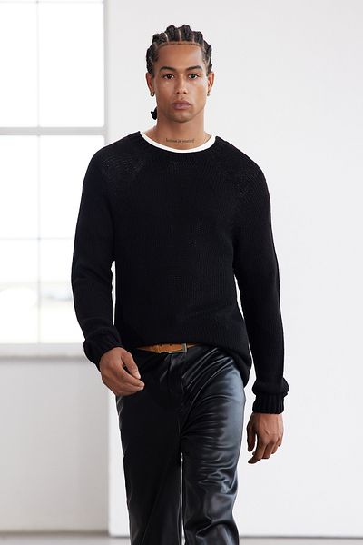 Trendyol Collection Μαύρο Slim Fit Slim Fit Crew λαιμόκοψη μανίκι Raglan χωρίς ραφή Βασικό πλεκτό πουλόβερ TMNAW25KZ00000