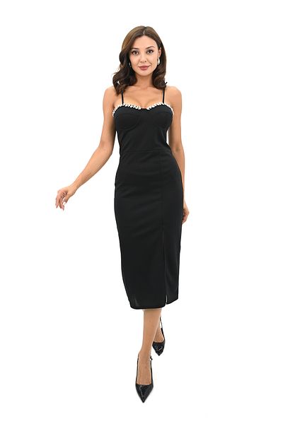 Koza Butik Rochie de damă cu fantă brodată cu piatră 5247-25