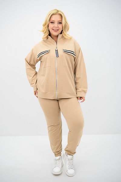 Koza Butik Σετ αθλητική φόρμα με φερμουάρ Plus Size - Stand Collar 8133-25