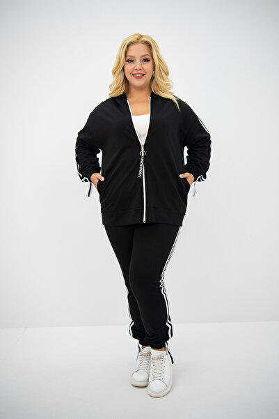 Koza Butik Комплект анцуг с голям размер с качулка - детайлен печат 8136-25