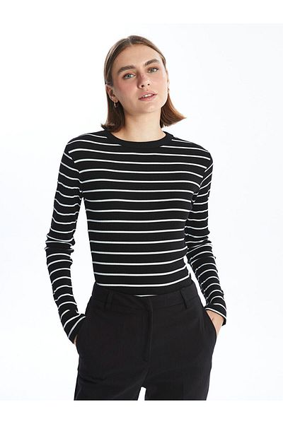 LC Waikiki Γυναικείο κορμάκι LCW Crew Neck ριγέ