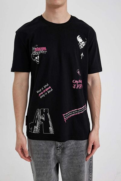 DeFacto Tricou bărbați B8844ax/bk81 Negru
