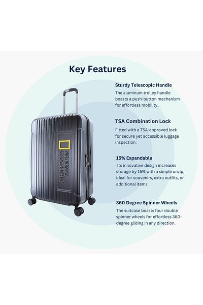 NATIONAL GEOGRAPHIC Canyon Luggage Set Metallic Black