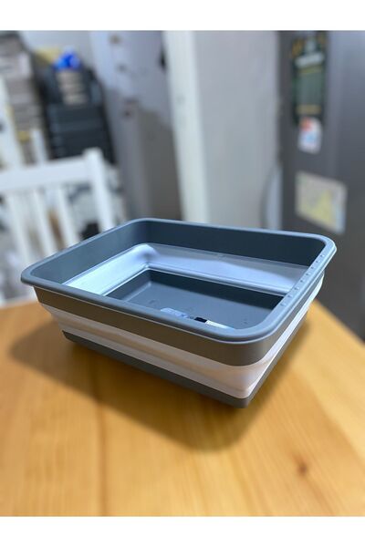 HOLLYHOME 4-Piece Anthracite/Grey Folding Basin Manicure Basin Bucket - Accordion Design