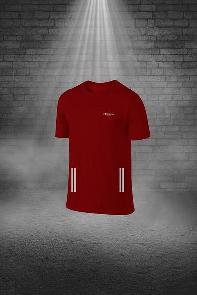 POSEIDON STORM Men's Red Dri-Fit Sports Set - over Size Pocket Comfortable T-Shirt and Shorts Set