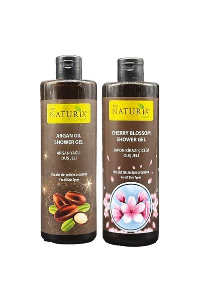 Ilgaz Naturix Organix Organic Japanese Cherry Shower Gel 400 Ml + Velvety Skin Moisturizing Argan Oil Shower Gel 400 Ml Set