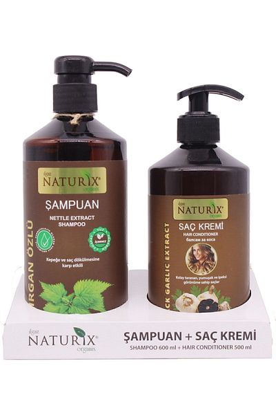 Naturix Salt-Free Nettle Shampoo & Black Garlic Conditioner - 600ml 500ml Hair Care Set