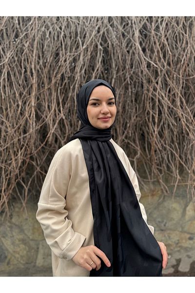 shalby Hijab Silky Cotton Jacquard Large Houndstooth Patterned Shawl Black