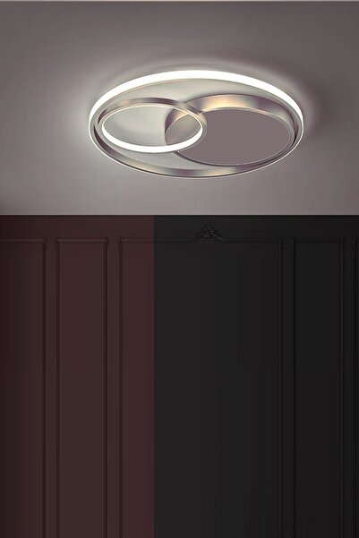 Ömür Avize Bonasera Modern Gri Kasa Beyaz Ledli Ikili Avize