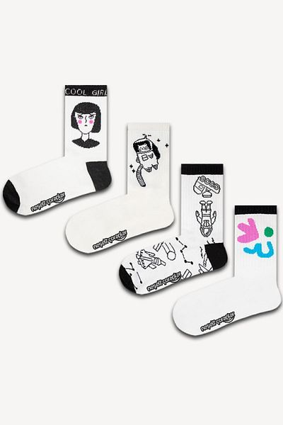 Neşeli Çoraplar Cool Girl 4-Piece Athletic Socks Set