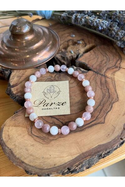 parze doğaltaş Aytaşı, Güneş Taşı ve Pembe Kuvars Bileklik( Kalp Çakra ve Diş...