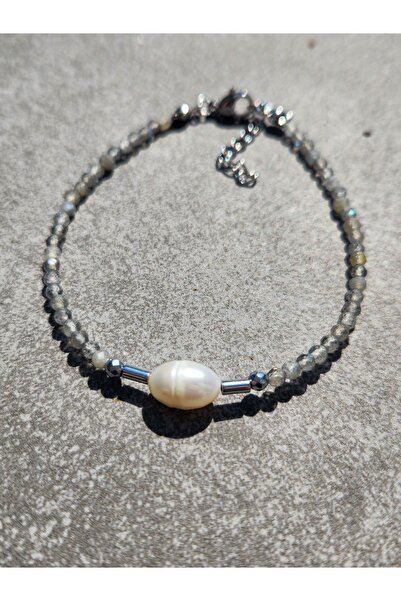 Home سوار من الحجر الطبيعي اللابرادوريت واللؤلؤ (3 مم) من الفولاذ